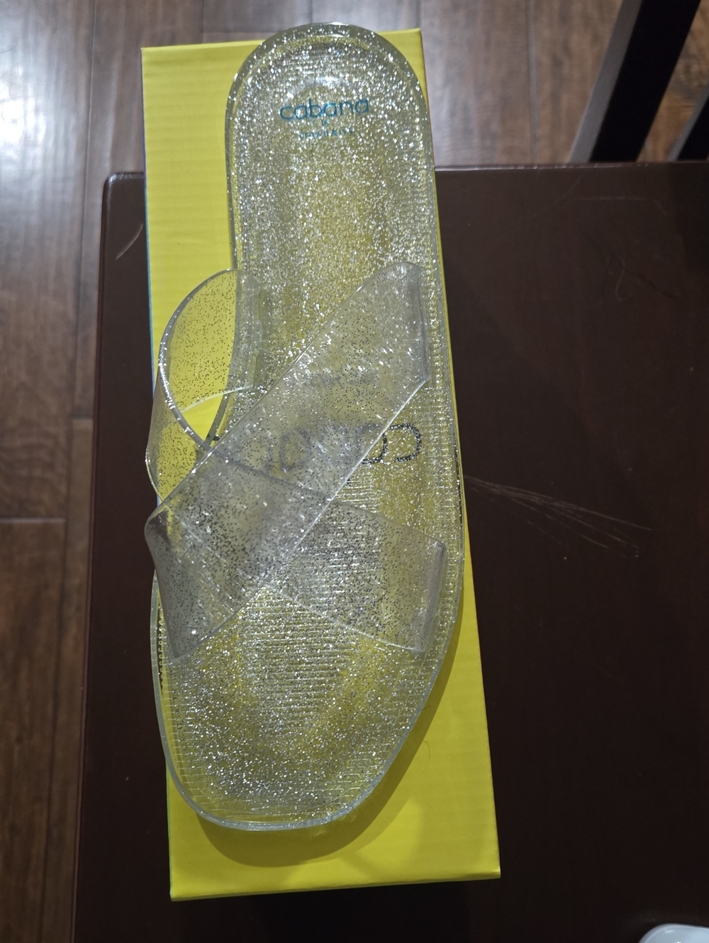 crown & ivy Sparkle Clear Jelly Slide Sandals